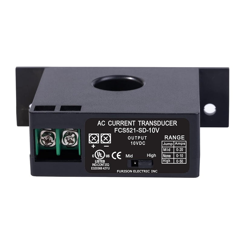 nodehawk FCS521-SD-10V Current Transmitter Transformer Sensor AC Current Converter 0-50A, Push Button Switch, Automatic Operation, Black - Image 1